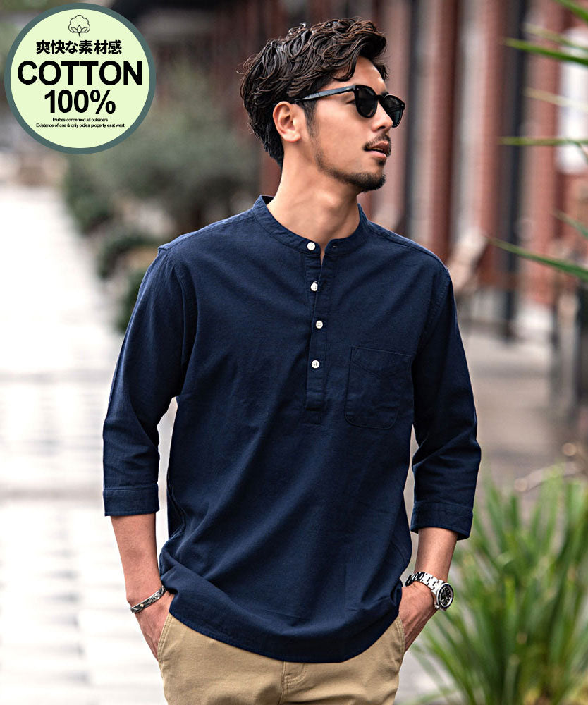 キャバリア CavariA CavariA パナマバンドカラーカプリ7分袖シャツ （NAVY(ネイビー)） NAVY(ネイビー)