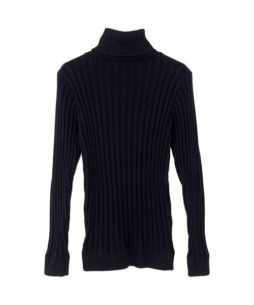キャバリア CavariA CavariA リブ編みタートルネック長袖コットンニットソー