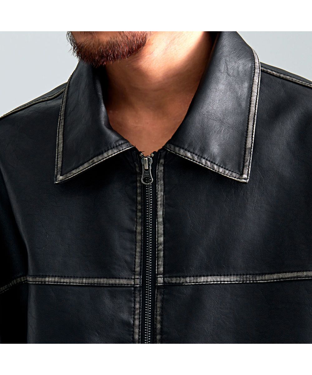 キャバリア CavariA CavariA ヴィンテージ加工PU長袖ブルゾン