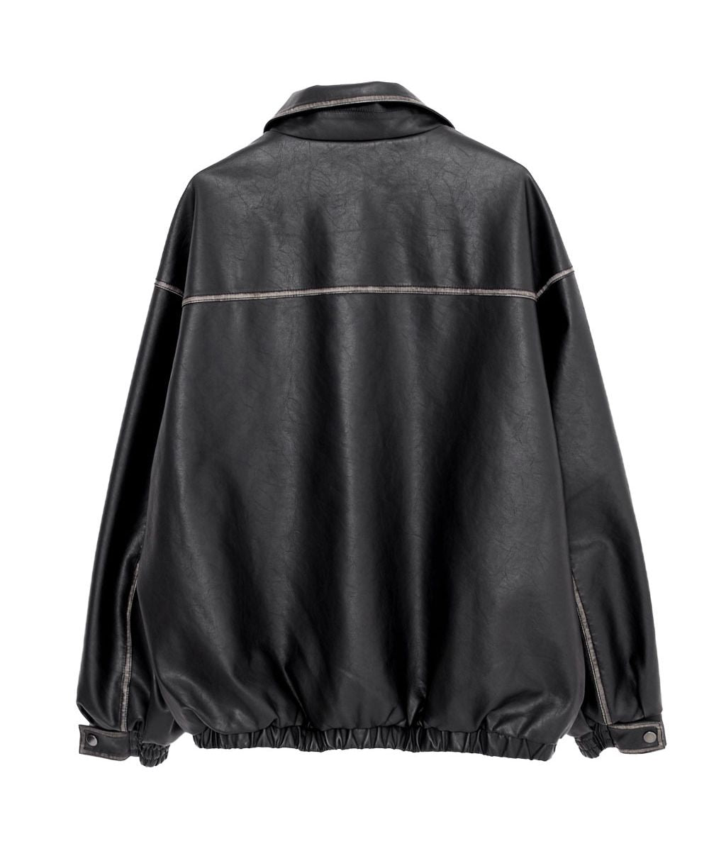 キャバリア CavariA CavariA ヴィンテージ加工PU長袖ブルゾン