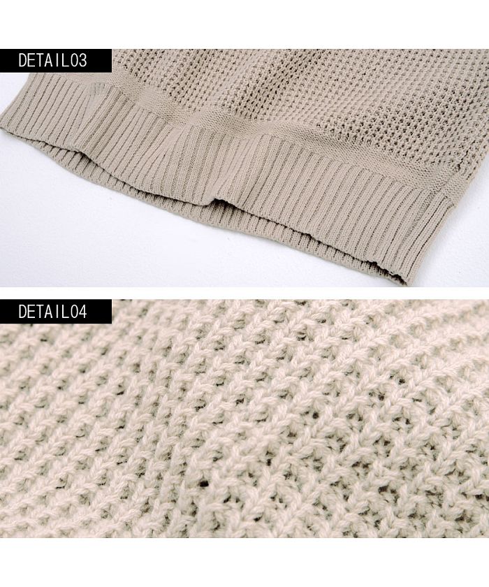 キャバリア CavariA CavariA ラーベン編みクルーネック長袖コットンニットソー