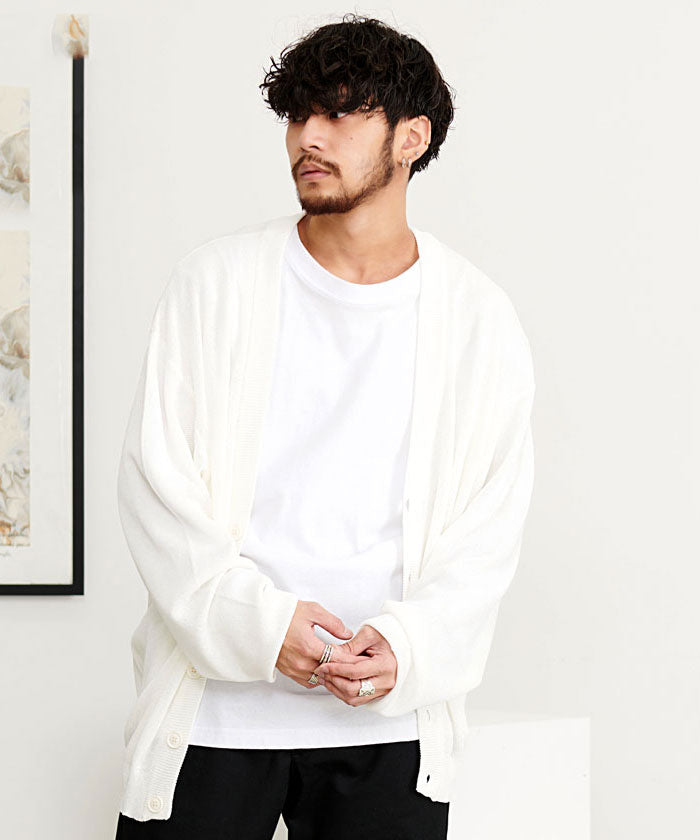 キャバリア CavariA CavariA フェイクリネンカーディガン,WHT(ホワイト)