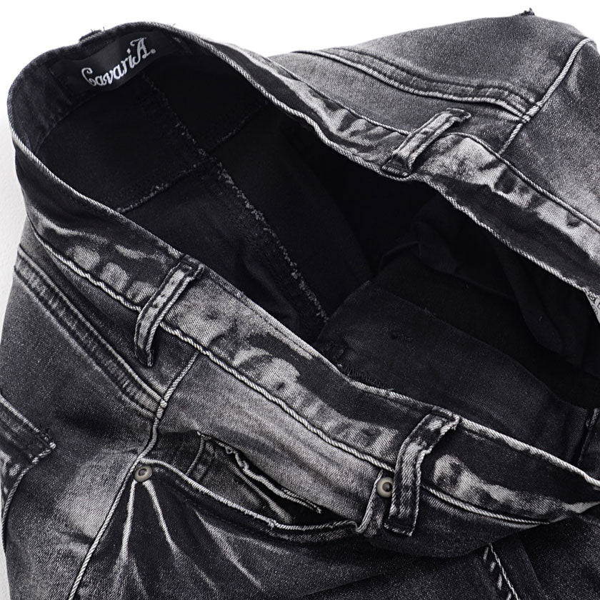 キャバリア CavariA CavariA ダメージスキニーデニムパンツ ストレッチ