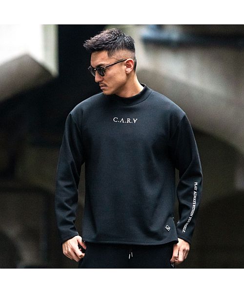 キャバリア CavariA C.V.R.A 別注ロゴ刺繍入りモックネックトレーナー×止水ジップパンツセットアップ 上下セット （GRY(グレー)） GRY(グレー)
