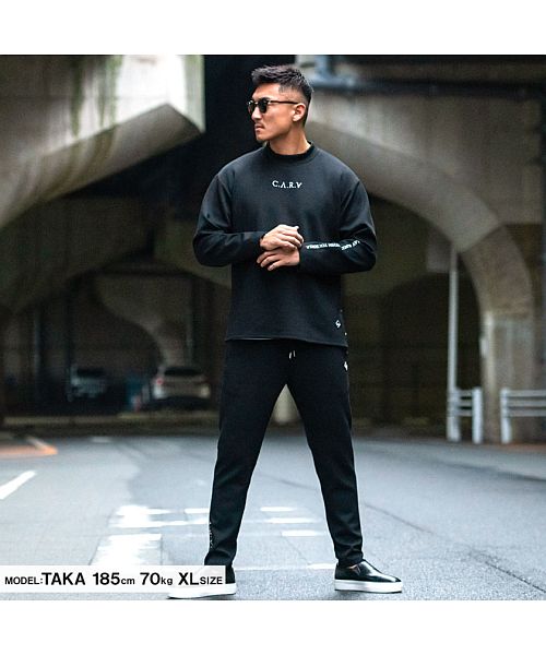 キャバリア CavariA C.V.R.A 別注ロゴ刺繍入りモックネックトレーナー×止水ジップパンツセットアップ 上下セット （GRY(グレー)） GRY(グレー)
