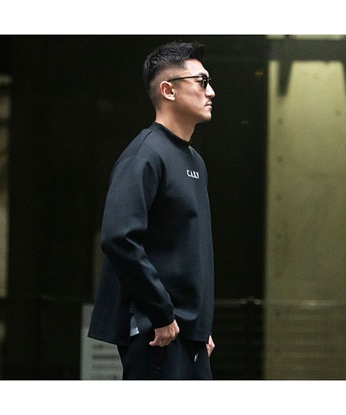 キャバリア CavariA C.V.R.A 別注ロゴ刺繍入りモックネックトレーナー×止水ジップパンツセットアップ 上下セット （GRY(グレー)） GRY(グレー)
