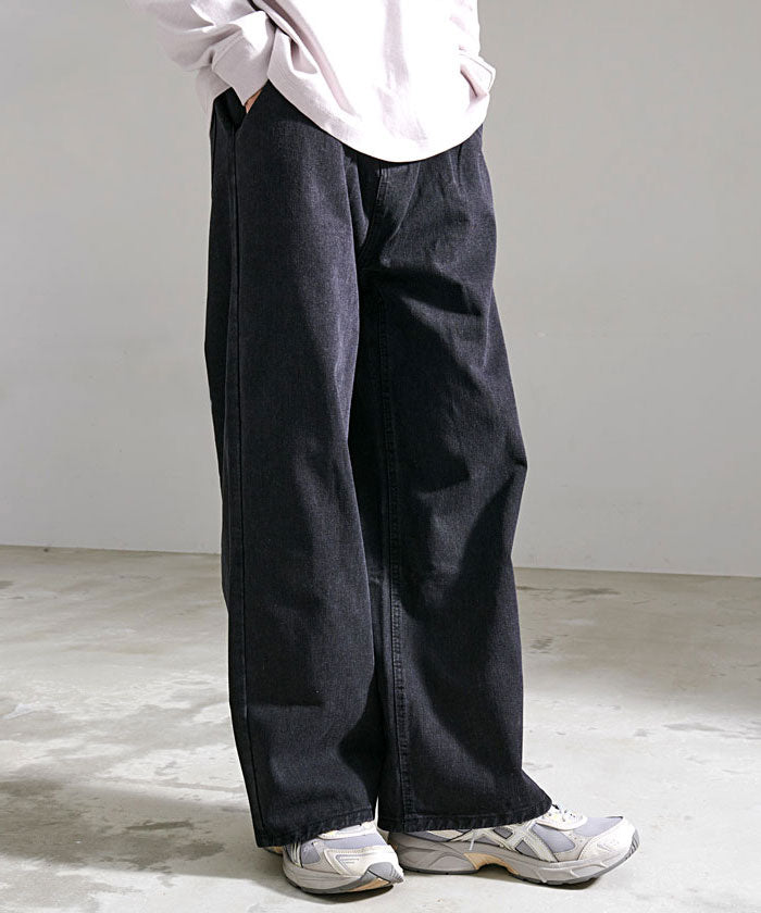 キャバリア CavariA CavariA デニムワイドパンツ,BLK(ブラック)
