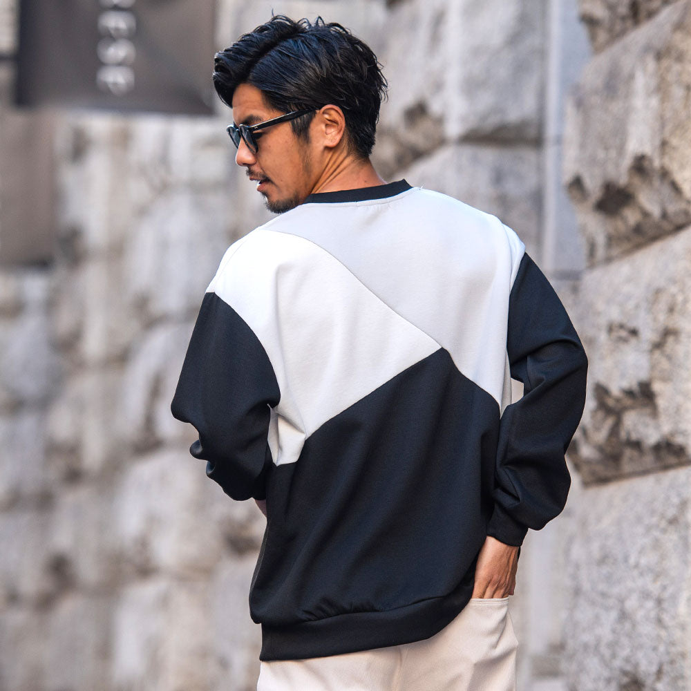 キャバリア CavariA CavariA クルーネック 切り替え長袖トレーナー