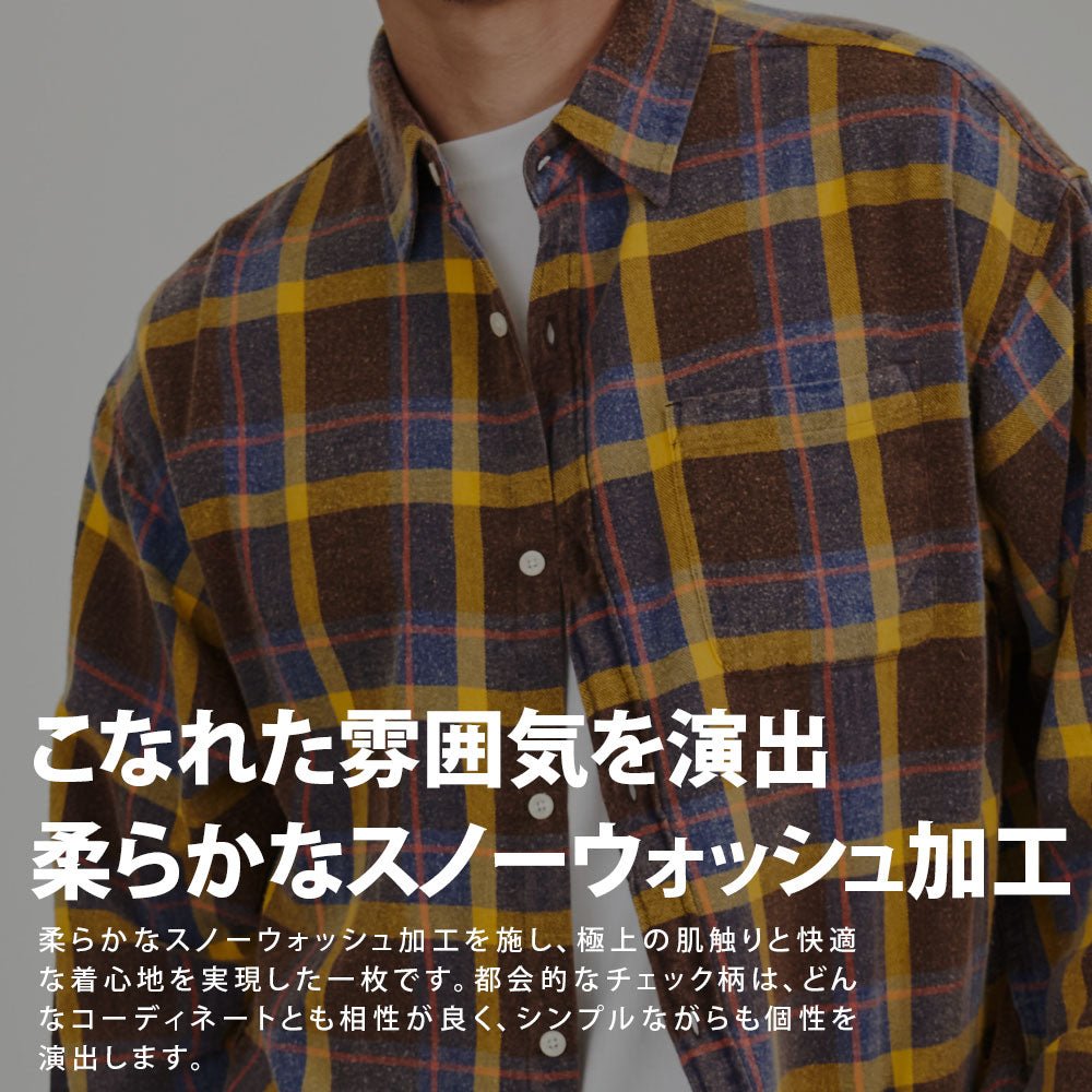 CavariA CavariA Snow Wash Check Long Sleeve Shirt