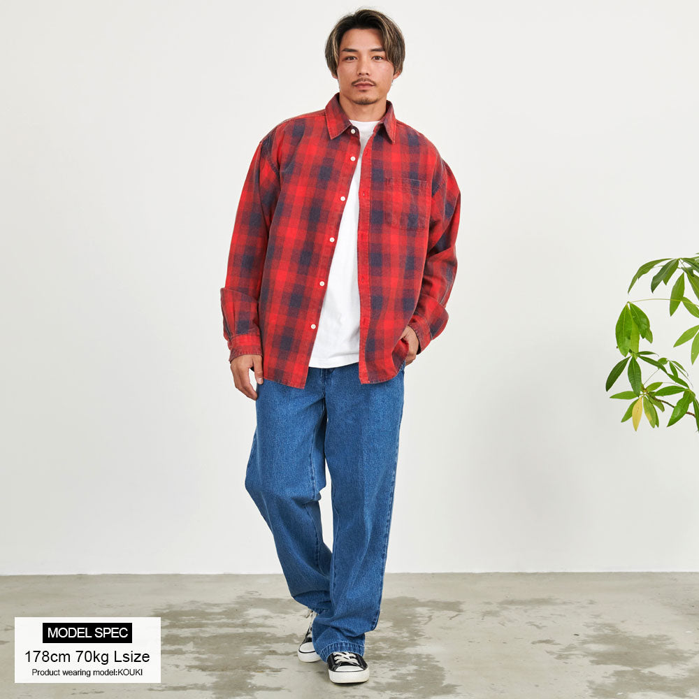 CavariA CavariA Snow Wash Check Long Sleeve Shirt