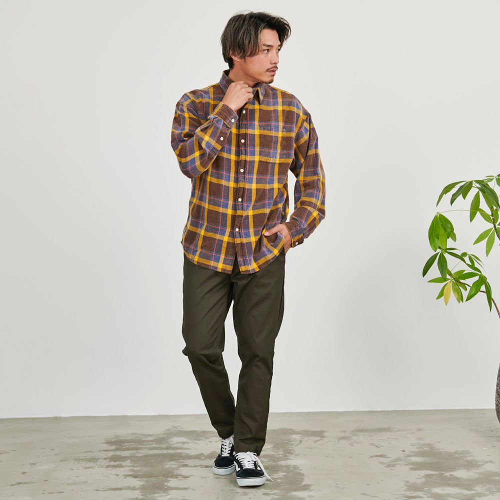 CavariA CavariA Snow Wash Check Long Sleeve Shirt
