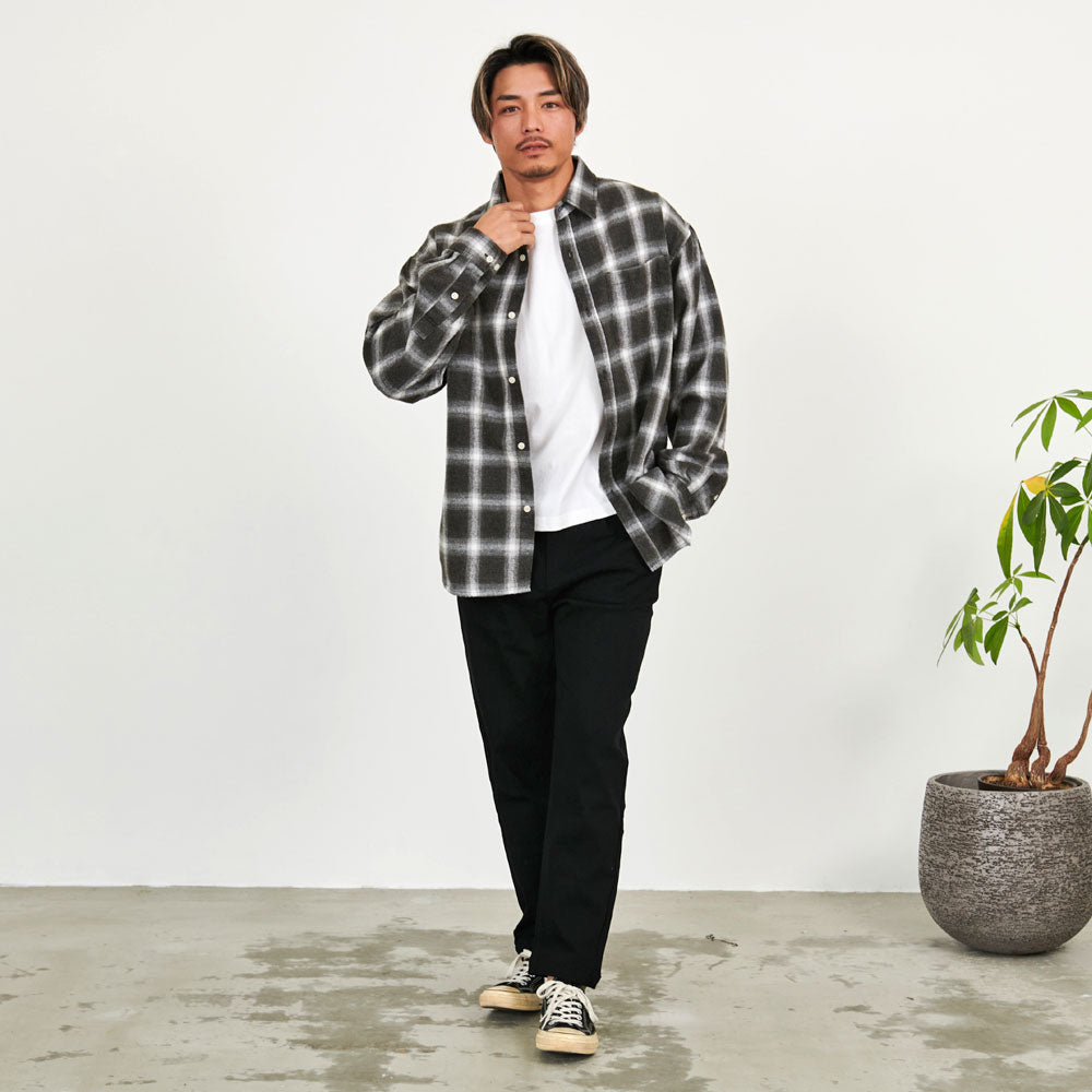 CavariA CavariA Snow Wash Check Long Sleeve Shirt