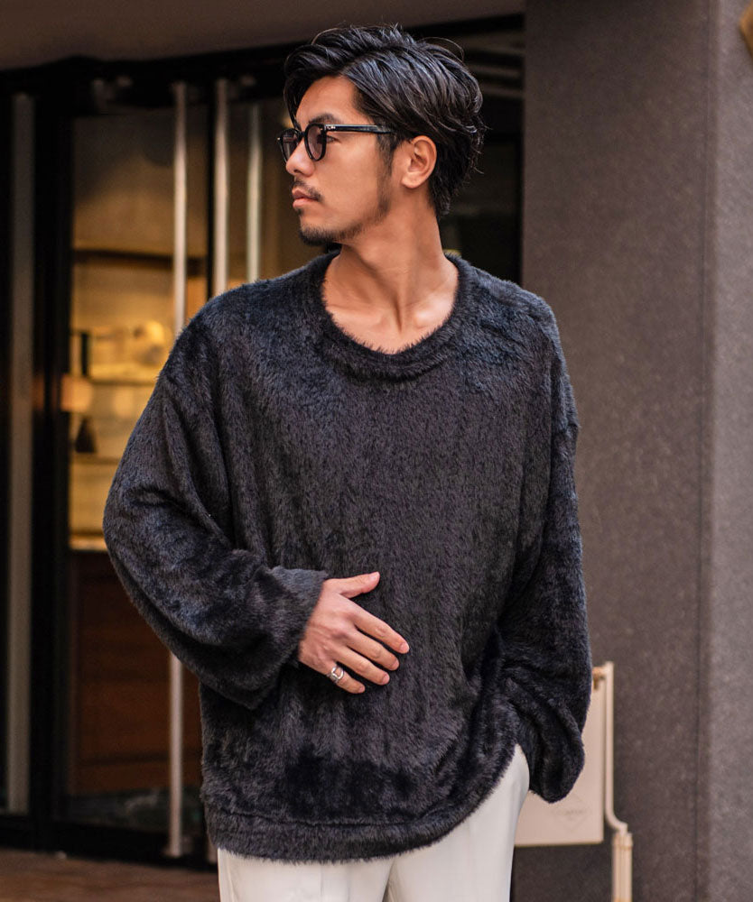 キャバリア CavariA CavariA シャギービッグシルエット長袖ニットソー （BLK(ブラック)） BLK(ブラック)