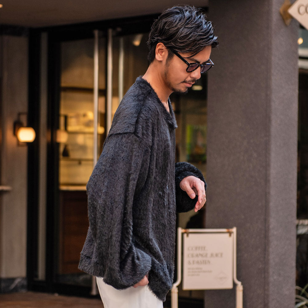 キャバリア CavariA CavariA シャギービッグシルエット長袖ニットソー （BLK(ブラック)） BLK(ブラック)