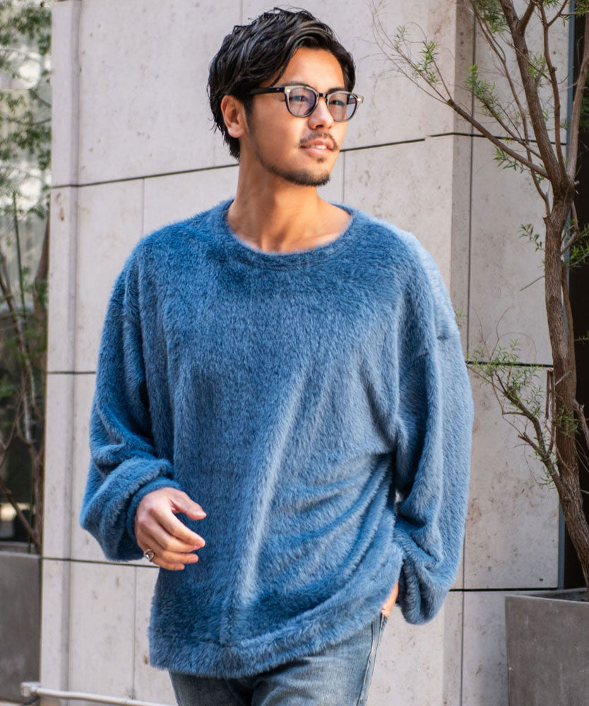 キャバリア CavariA CavariA シャギービッグシルエット長袖ニットソー （BLU(ブルー)） BLU(ブルー)