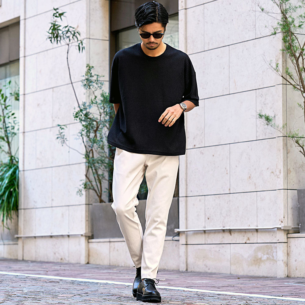 キャバリア CavariA CavariA ワッフル調半袖クルーネックTシャツ （GRN(グリーン)） GRN(グリーン)