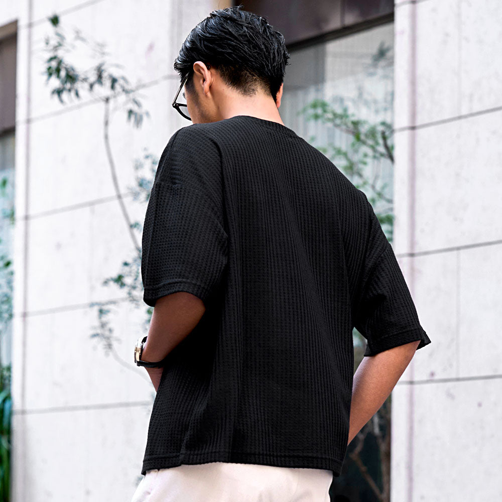 キャバリア CavariA CavariA ワッフル調半袖クルーネックTシャツ （GRN(グリーン)） GRN(グリーン)