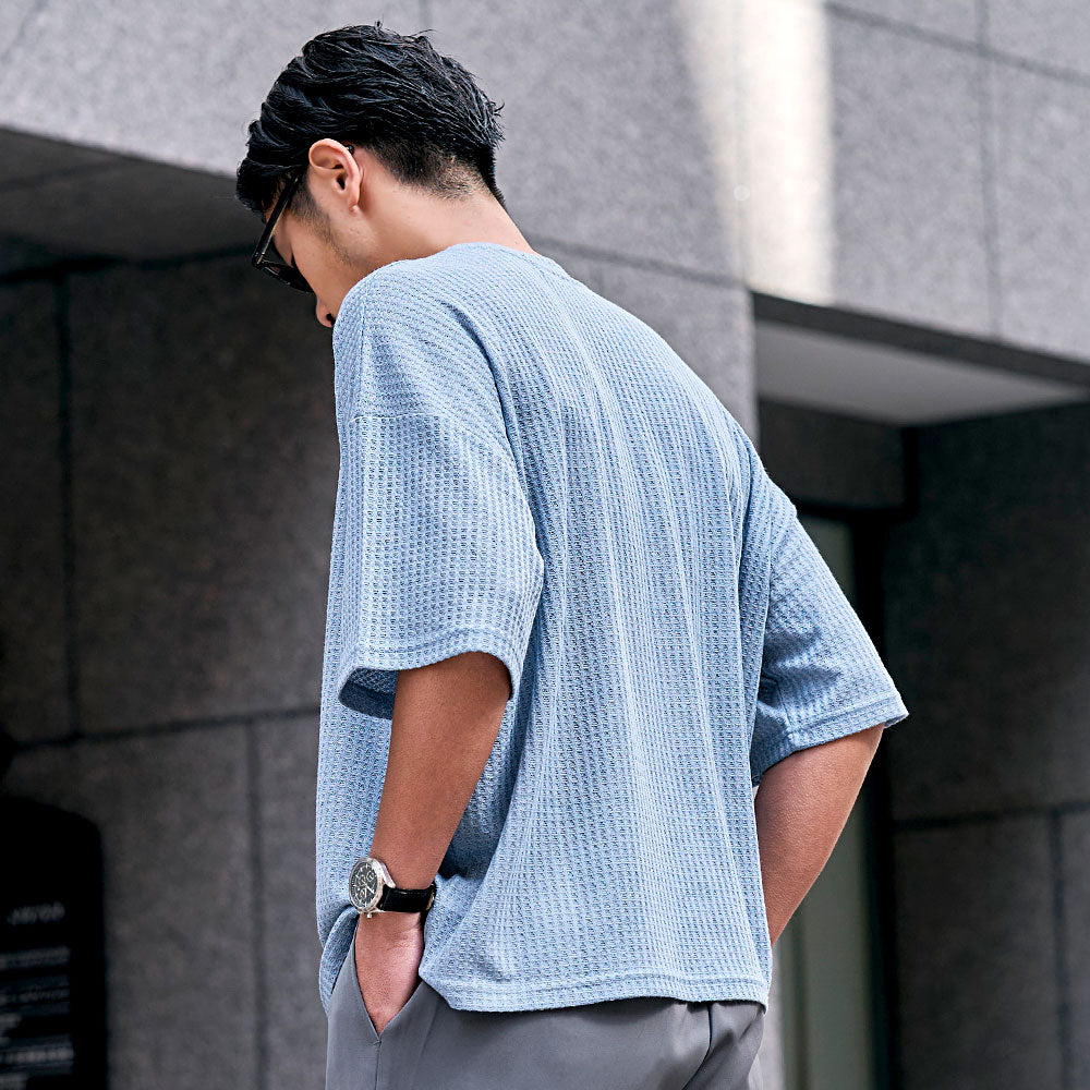 キャバリア CavariA CavariA ワッフル調半袖クルーネックTシャツ （GRN(グリーン)） GRN(グリーン)