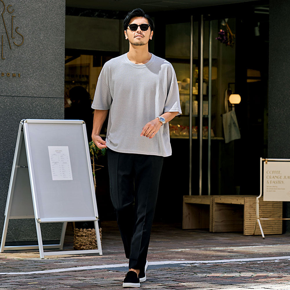 キャバリア CavariA CavariA ワッフル調半袖クルーネックTシャツ （GRN(グリーン)） GRN(グリーン)