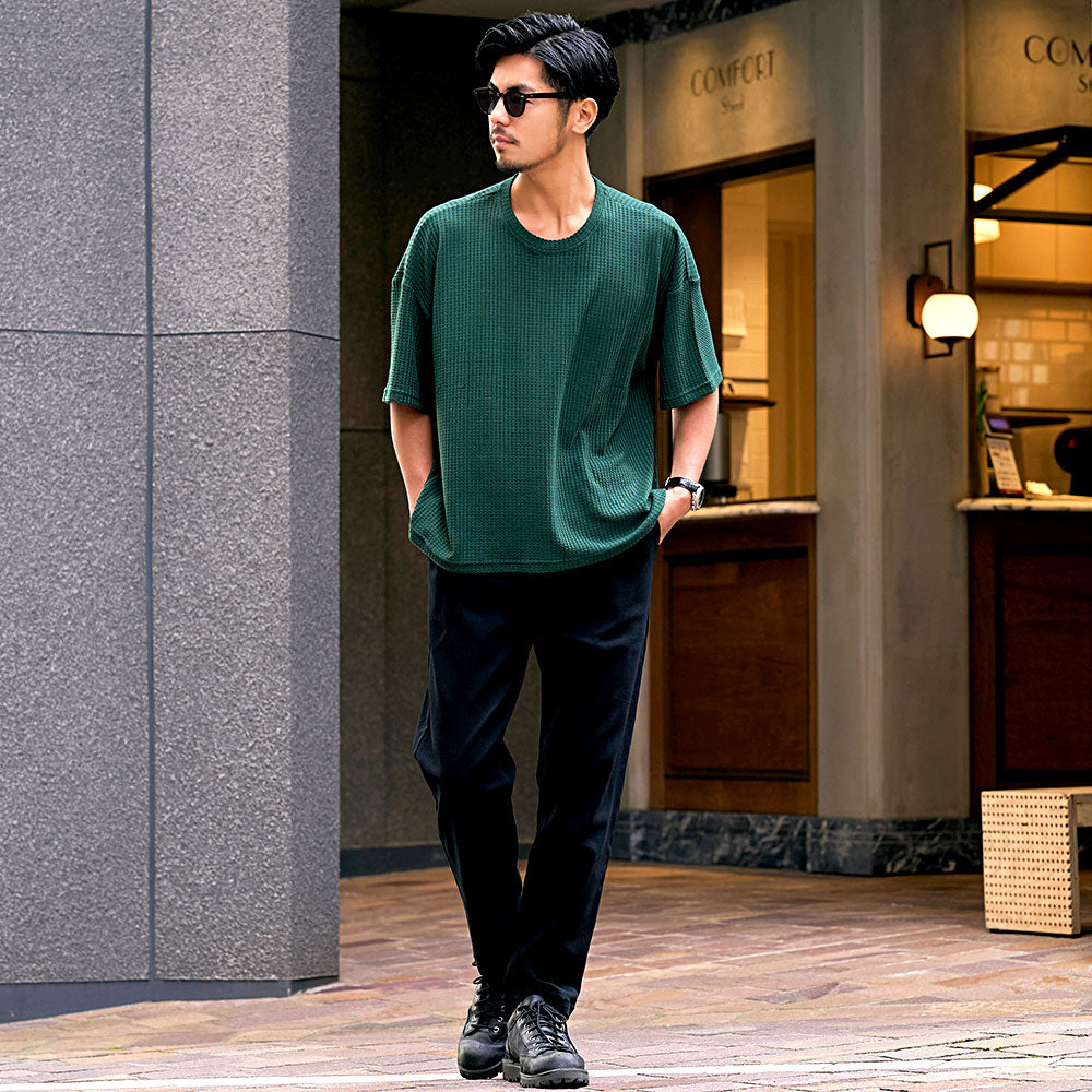 キャバリア CavariA CavariA ワッフル調半袖クルーネックTシャツ （GRN(グリーン)） GRN(グリーン)