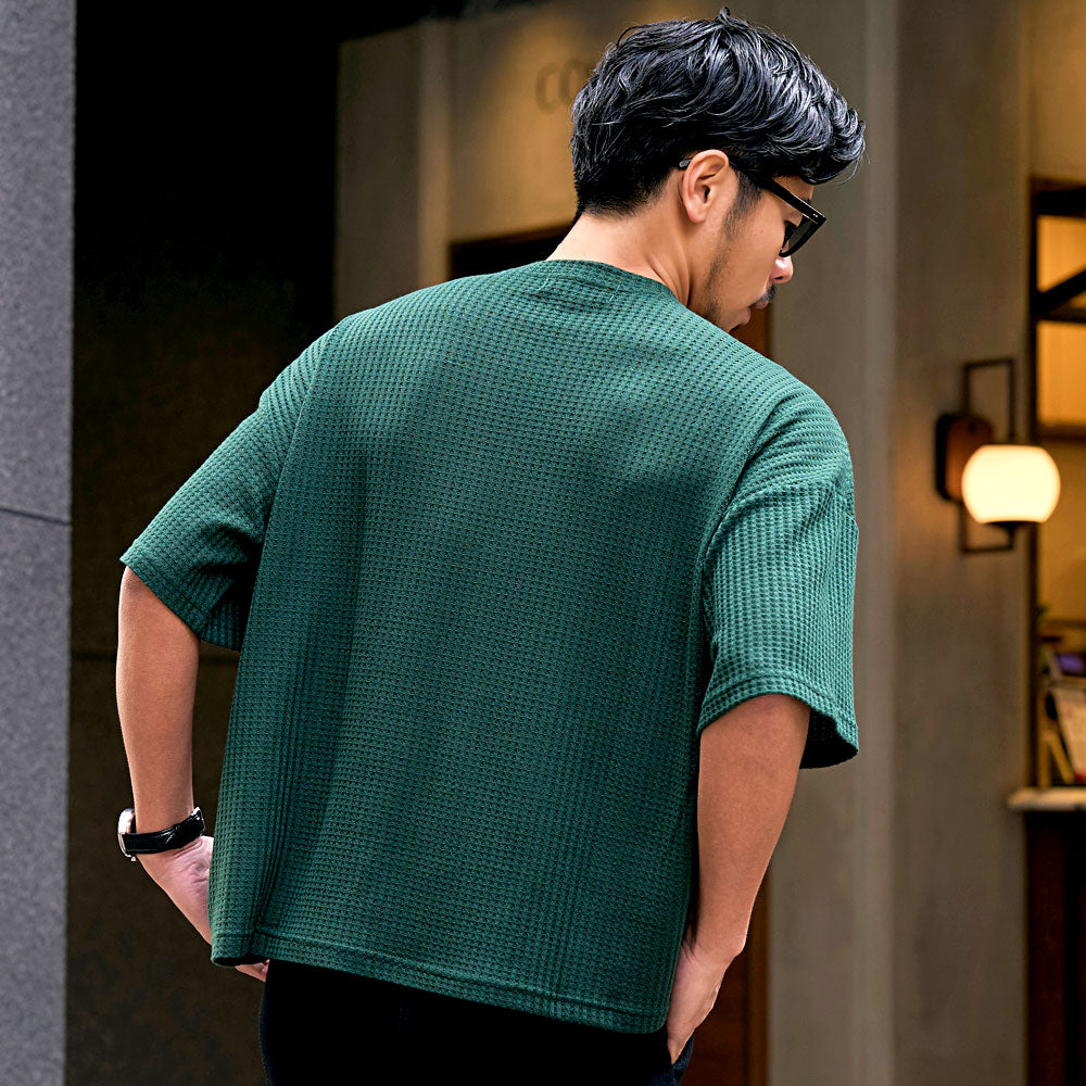 キャバリア CavariA CavariA ワッフル調半袖クルーネックTシャツ （GRN(グリーン)） GRN(グリーン)