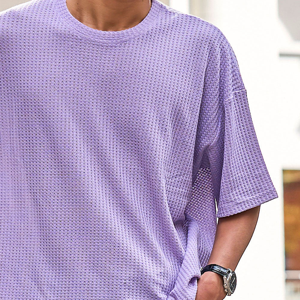 キャバリア CavariA CavariA ワッフル調半袖クルーネックTシャツ （GRN(グリーン)） GRN(グリーン)