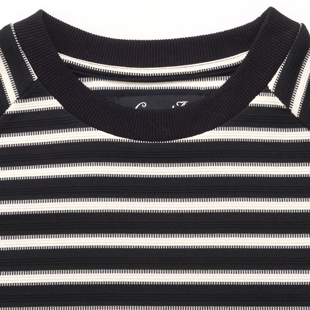 キャバリア CavariA CavariA クルーネック ボーダースピンドル半袖Tシャツ （BLK(ブラック)） BLK(ブラック)