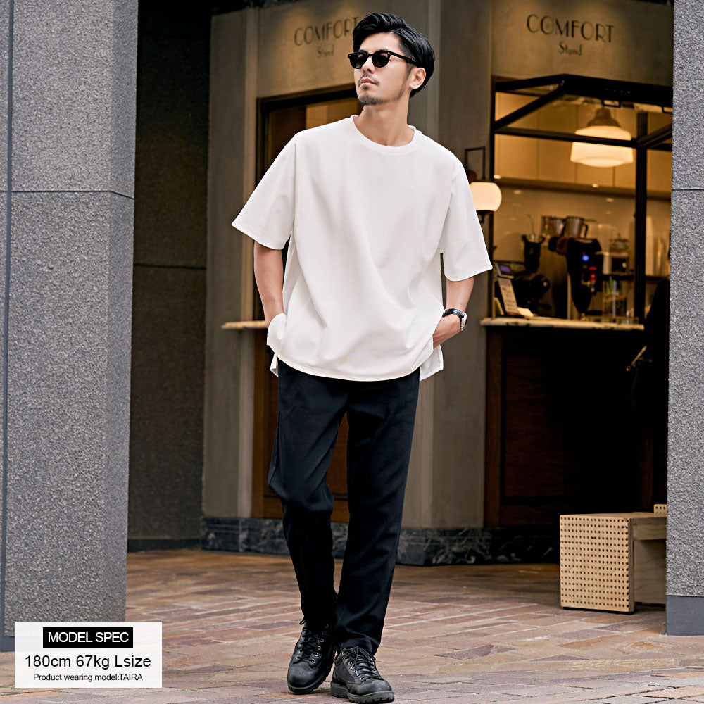 キャバリア CavariA CavariA クルーネック パネルサイドスリット半袖Tシャツ （GREIGE(グレージュ)） GREIGE(グレージュ)