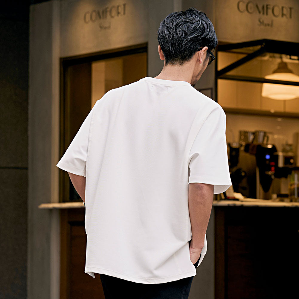 キャバリア CavariA CavariA クルーネック パネルサイドスリット半袖Tシャツ （GREIGE(グレージュ)） GREIGE(グレージュ)