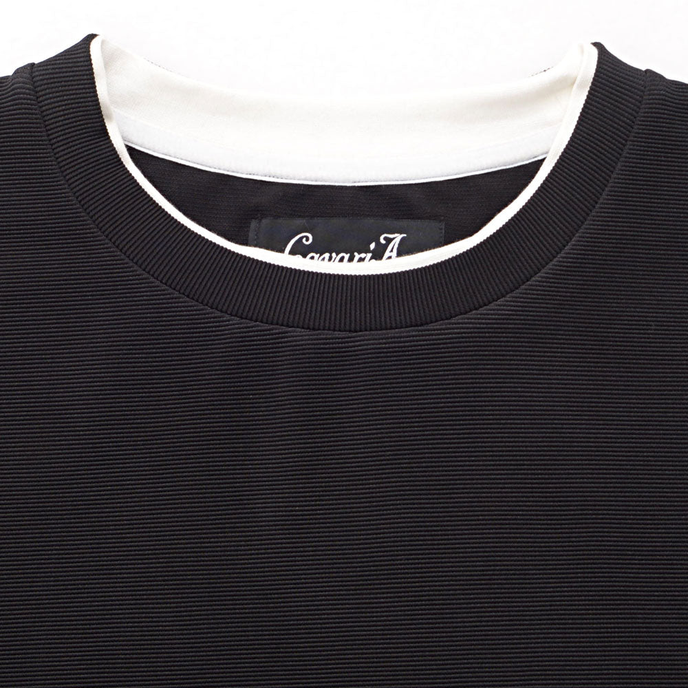 キャバリア CavariA CavariA クルーネック フェイクレイヤード半袖Tシャツ （BLK(ブラック)） BLK(ブラック)