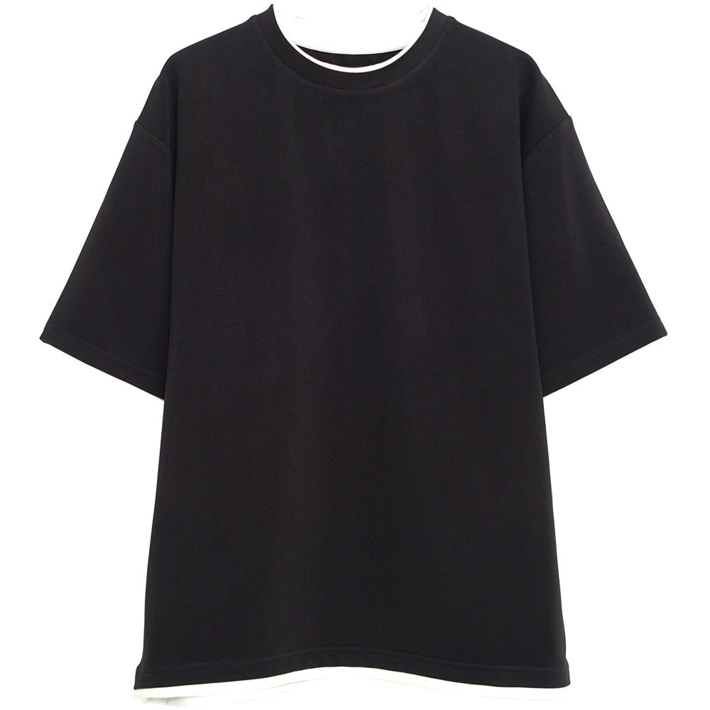 キャバリア CavariA CavariA クルーネック フェイクレイヤード半袖Tシャツ （BLK(ブラック)） BLK(ブラック)