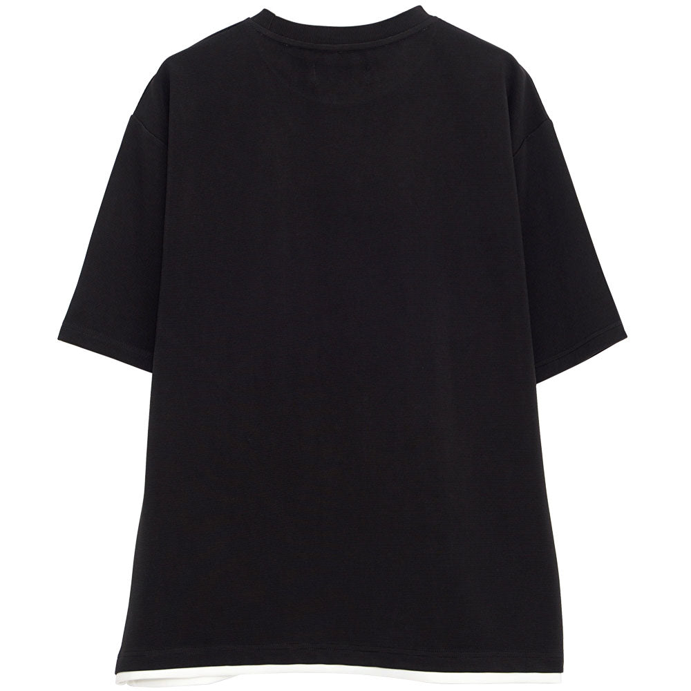 キャバリア CavariA CavariA クルーネック フェイクレイヤード半袖Tシャツ （BLK(ブラック)） BLK(ブラック)