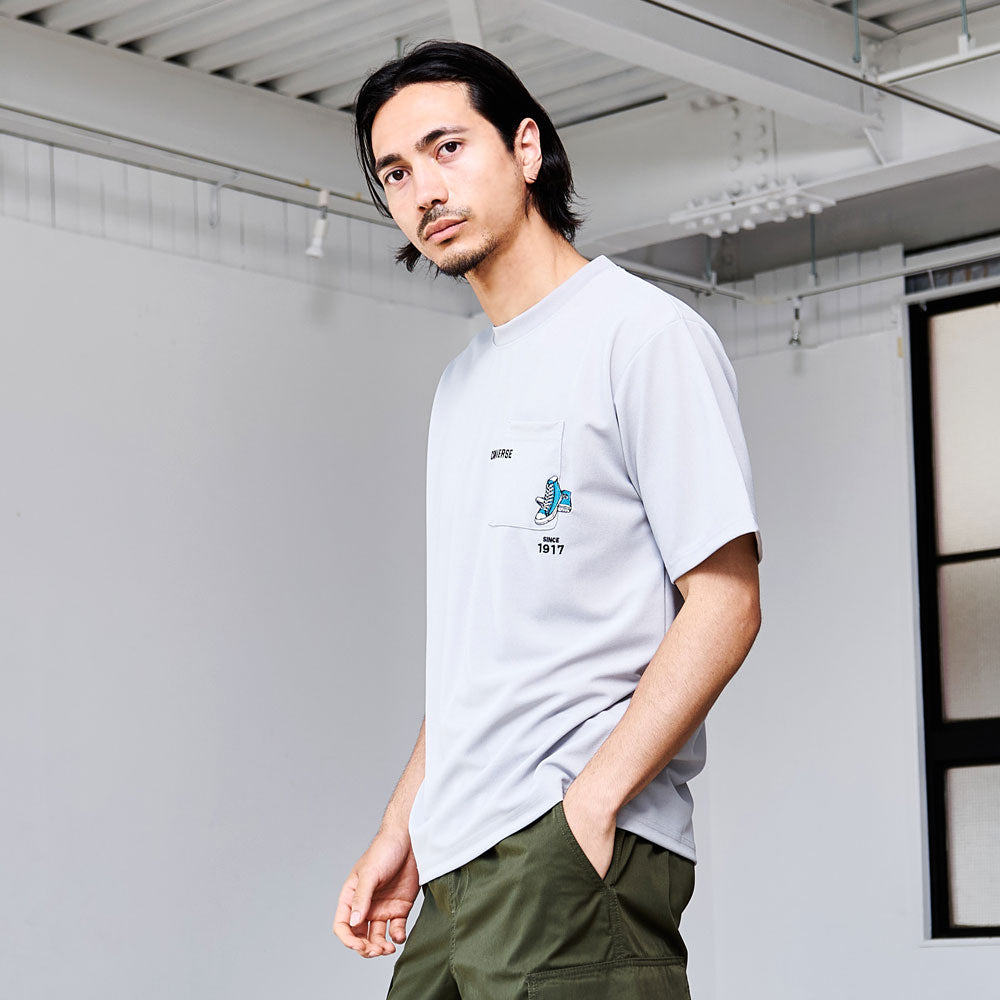 キャバリア CavariA CONVERSE アムンゼンポケットまたぎ刺繍半袖TEE （19(L.GRY/ライトグレー)） 19(L.GRY/ライトグレー)