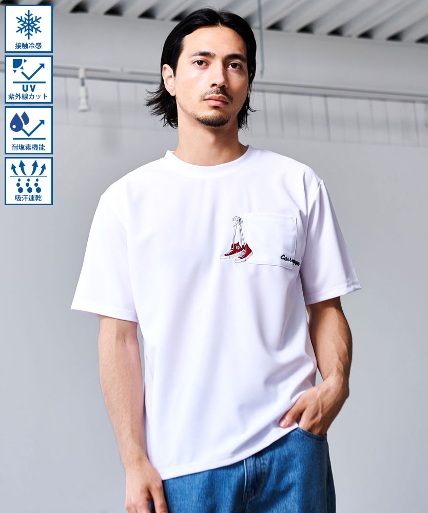 キャバリア CavariA CONVERSE アムンゼンポケットまたぎ刺繍半袖TEE （09(WHT/ホワイト)） 09(WHT/ホワイト)