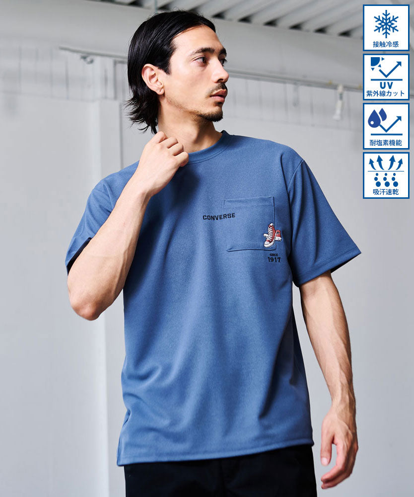 キャバリア CavariA CONVERSE アムンゼンポケットまたぎ刺繍半袖TEE （56(BLUGRY/ブルーグレー)） 56(BLUGRY/ブルーグレー)