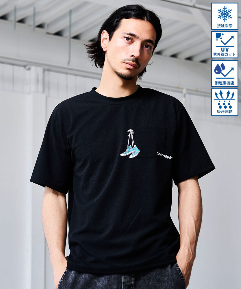 キャバリア CavariA CONVERSE アムンゼンポケットまたぎ刺繍半袖TEE （49(BLK/ブラック)） 49(BLK/ブラック)
