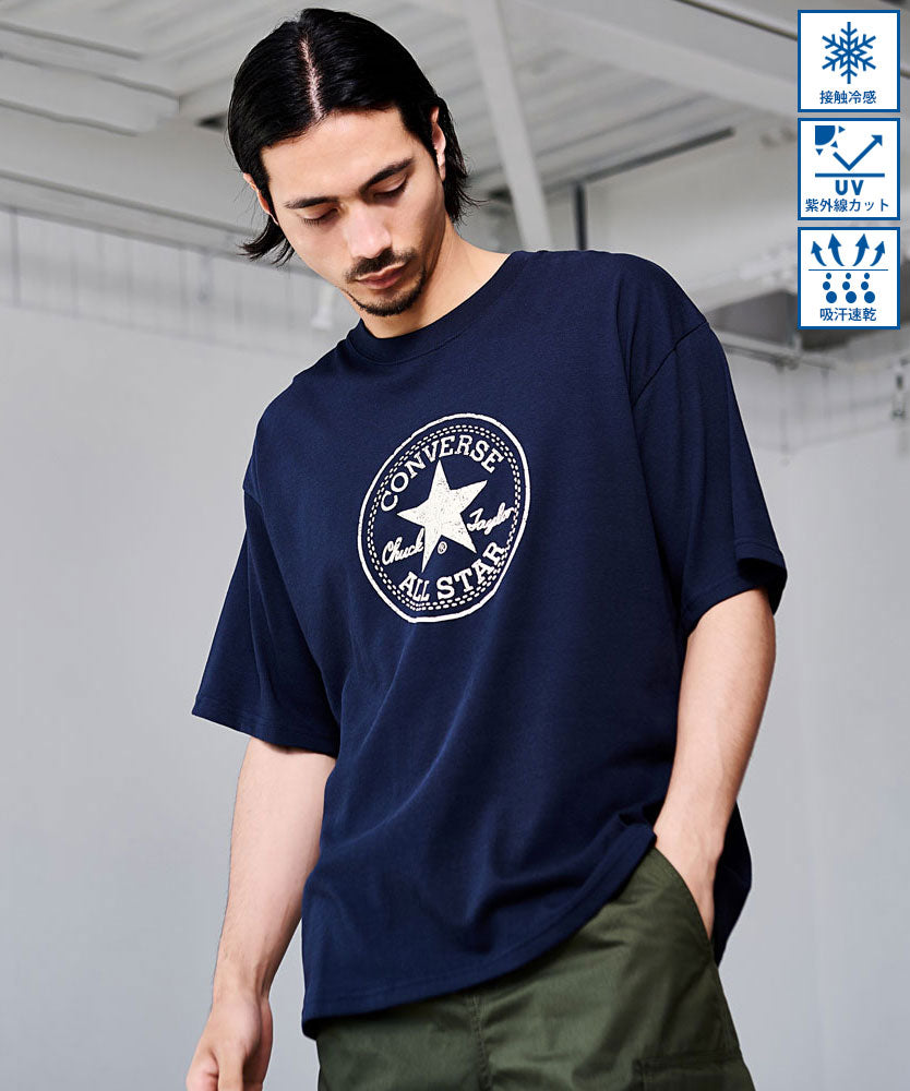 キャバリア CavariA CONVERSE アンクル＆ロゴ発泡プリント半袖TEE （67(NAVY/ネイビー)） 67(NAVY/ネイビー)