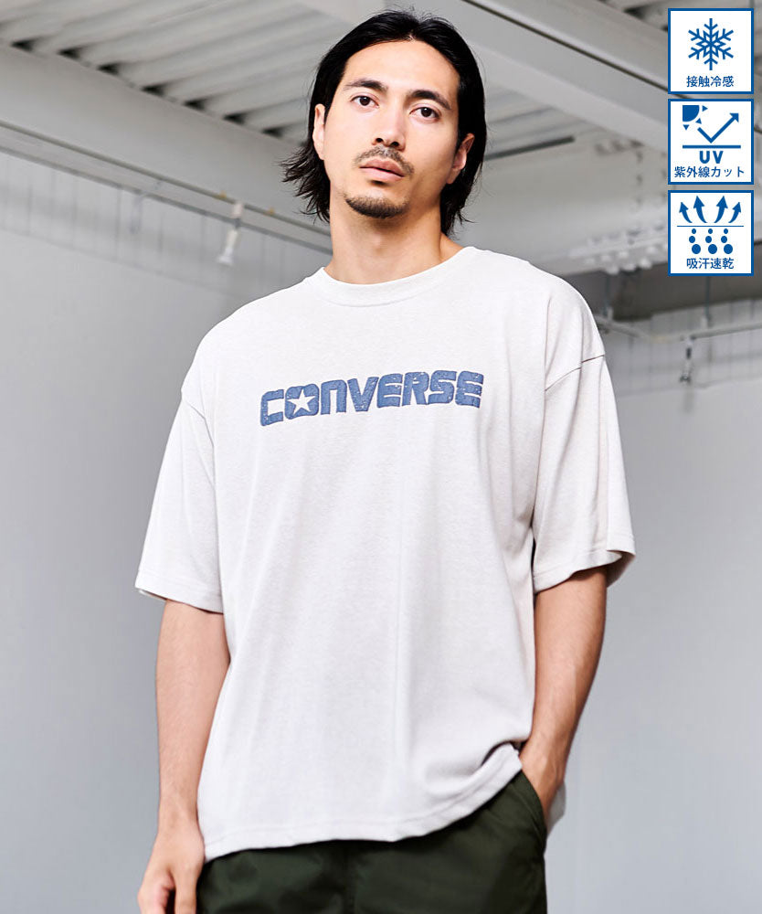 キャバリア CavariA CONVERSE アンクル＆ロゴ発泡プリント半袖TEE （95(GREIGE/グレージュ)） 95(GREIGE/グレージュ)