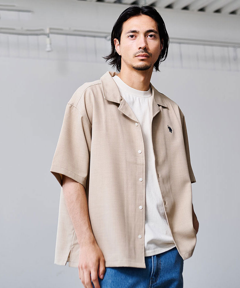 キャバリア CavariA U.S. POLO ASSN. オープンカラー半袖シャツ （22(BEG/ベージュ)） 22(BEG/ベージュ)