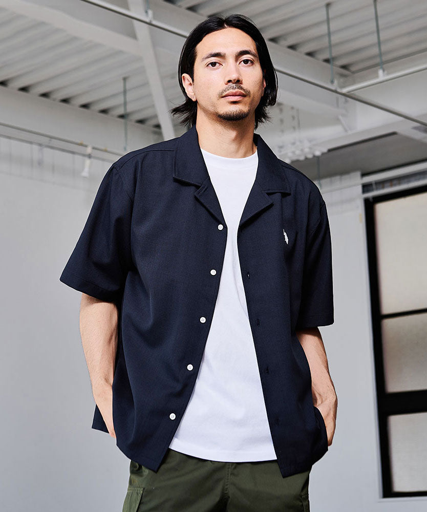 キャバリア CavariA U.S. POLO ASSN. オープンカラー半袖シャツ （61(NAVY/ネイビー)） 61(NAVY/ネイビー)