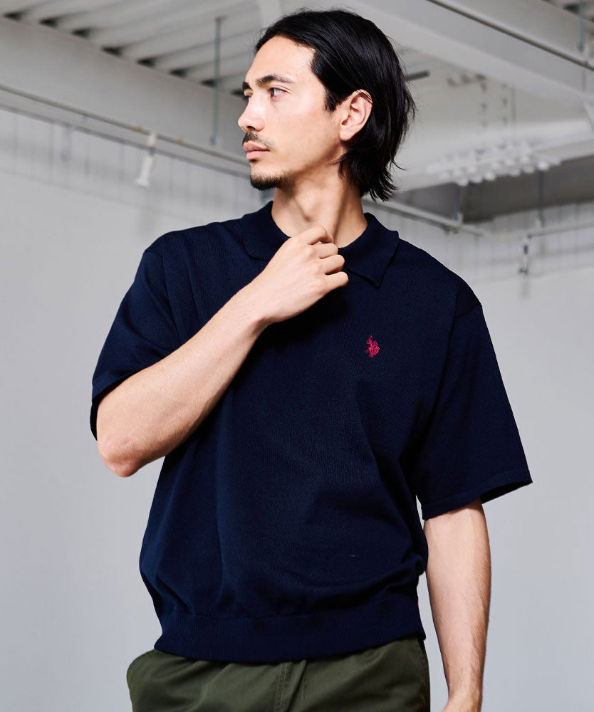 キャバリア CavariA U.S. POLO ASSN. 半袖ニットポロシャツ （61(NAVY/ネイビー)） 61(NAVY/ネイビー)