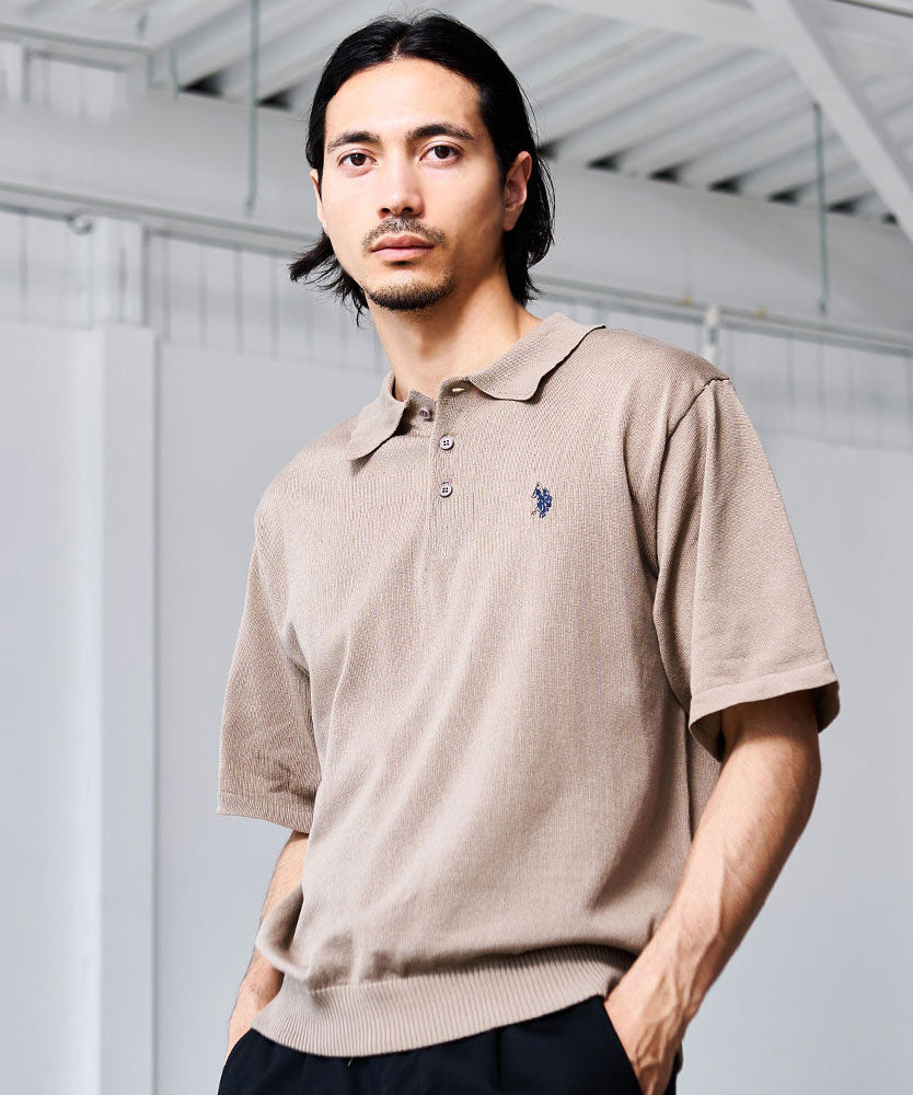 キャバリア CavariA U.S. POLO ASSN. 半袖ニットポロシャツ （22(BEG/ベージュ)） 22(BEG/ベージュ)