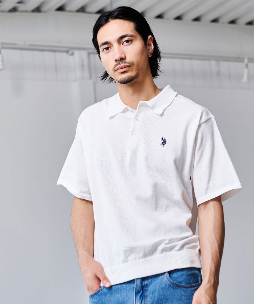 キャバリア CavariA U.S. POLO ASSN. 半袖ニットポロシャツ （20(WHT/ホワイト)） 20(WHT/ホワイト)