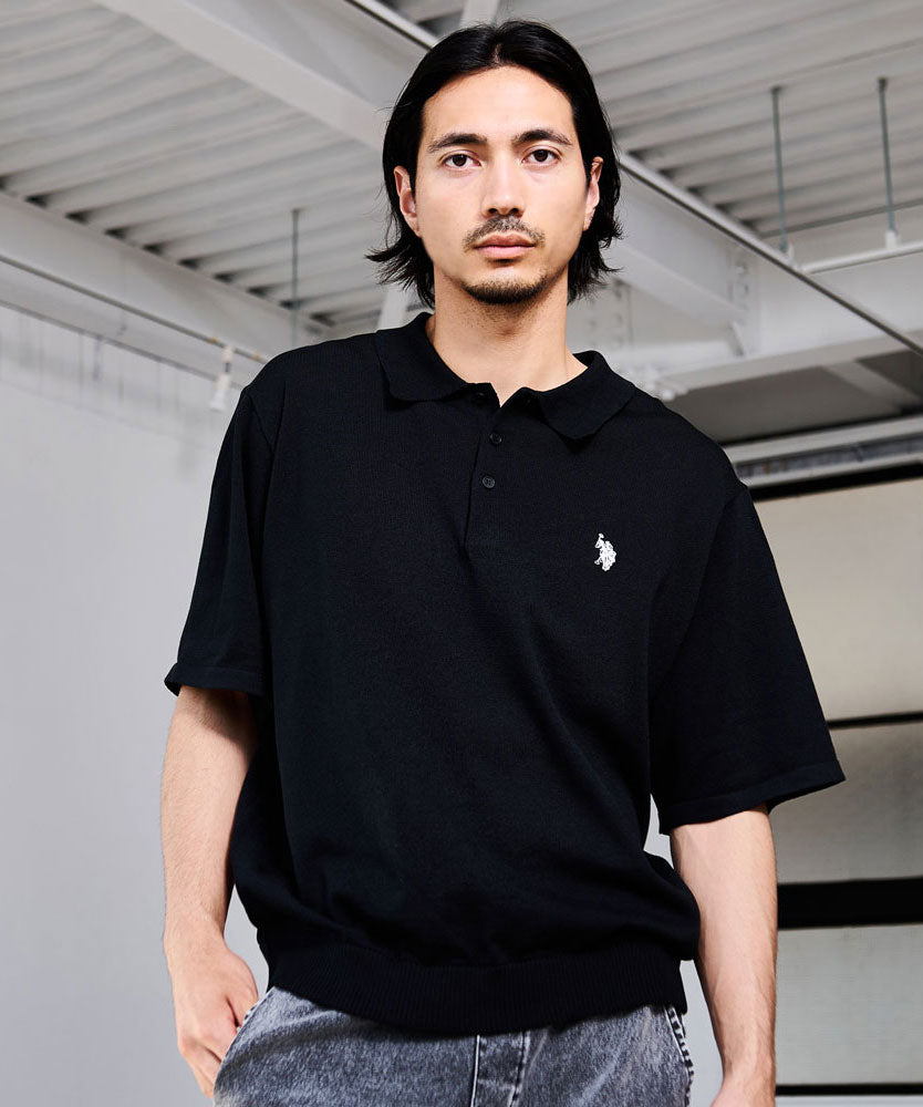 キャバリア CavariA U.S. POLO ASSN. 半袖ニットポロシャツ （19(BLK/ブラック)） 19(BLK/ブラック)