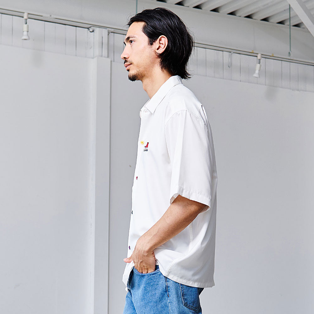 キャバリア CavariA CONVERSE 刺繍入りポリツイル半袖オーバーシャツ （49(BLK/ブラック)） 49(BLK/ブラック)