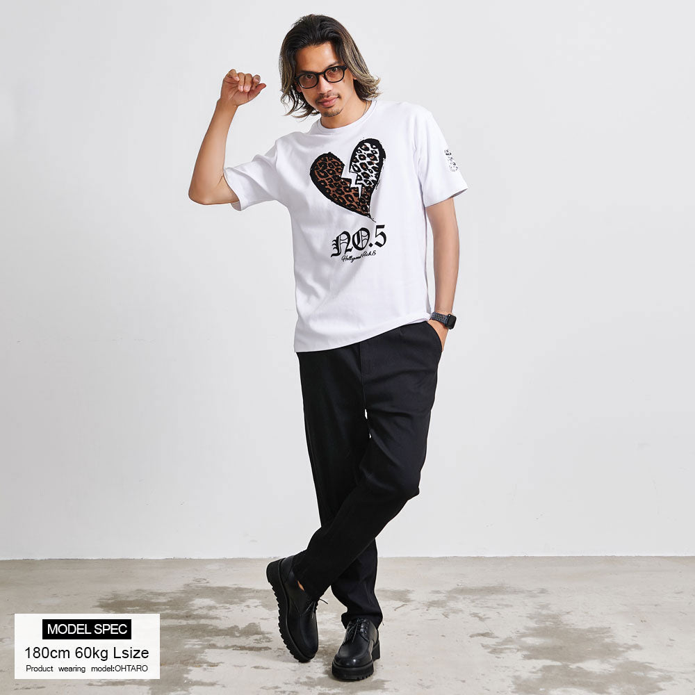 キャバリア CavariA Hollywood rich.& NO.5ブレイクハート半袖Tシャツ （2.BLACK(ブラック)） 2.BLACK(ブラック)