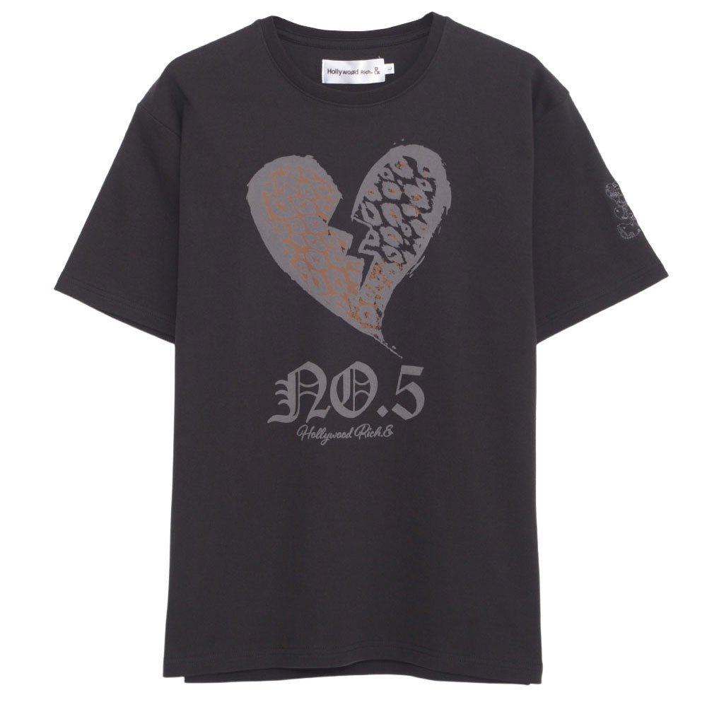 キャバリア CavariA Hollywood rich.& NO.5ブレイクハート半袖Tシャツ （2.BLACK(ブラック)） 2.BLACK(ブラック)