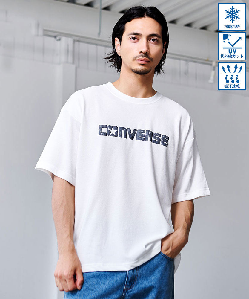 キャバリア CavariA CONVERSE アンクル＆ロゴ発泡プリント半袖TEE （91(O.WHT/オフホワイト)） 91(O.WHT/オフホワイト)