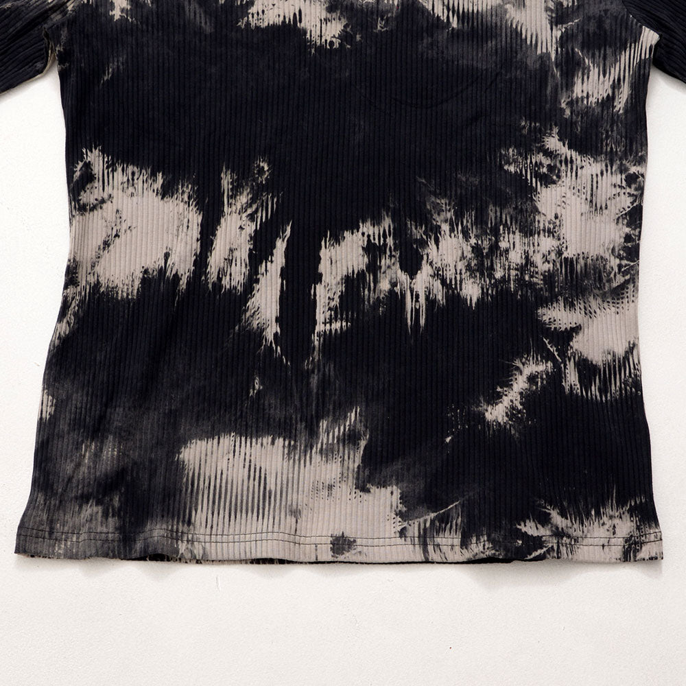 キャバリア CavariA Bernings Sho  ムラ染めテレコ長袖TEE ロンティー （01(WHT×BLK/ホワイト×ブラック)） 01(WHT×BLK/ホワイト×ブラック)