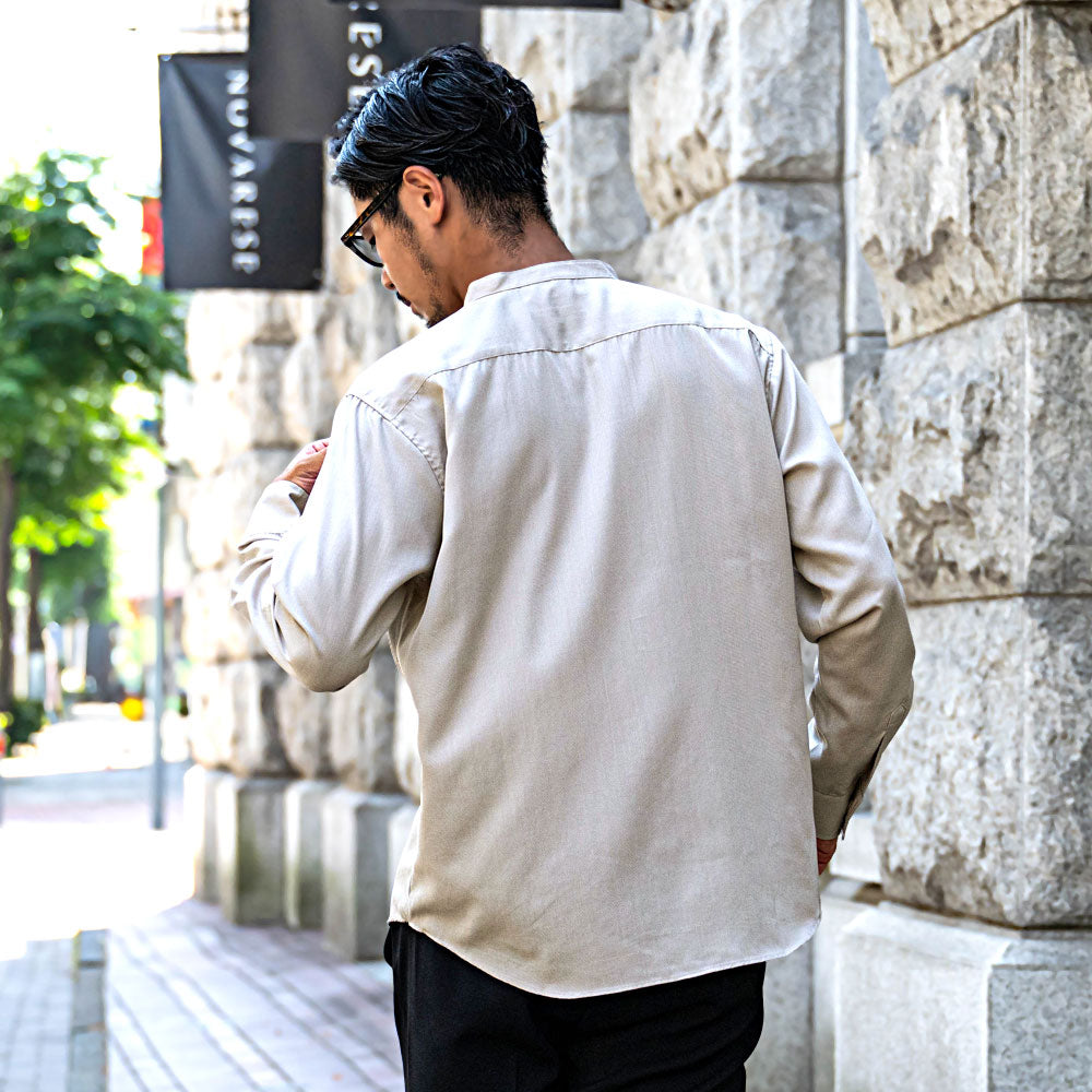 キャバリア CavariA CavariA 日本製スキッパーバンドカラールーズ長袖シャツ （NAVY(ネイビー)） NAVY(ネイビー)